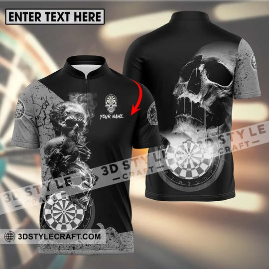 Unisex Shirt - Custom Name Smoking Skull Darts Shirt style option 1