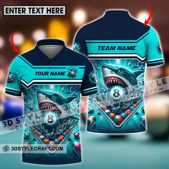 Unisex Shirt - Custom Name Sport Shirt, Billiard Shark style option 1