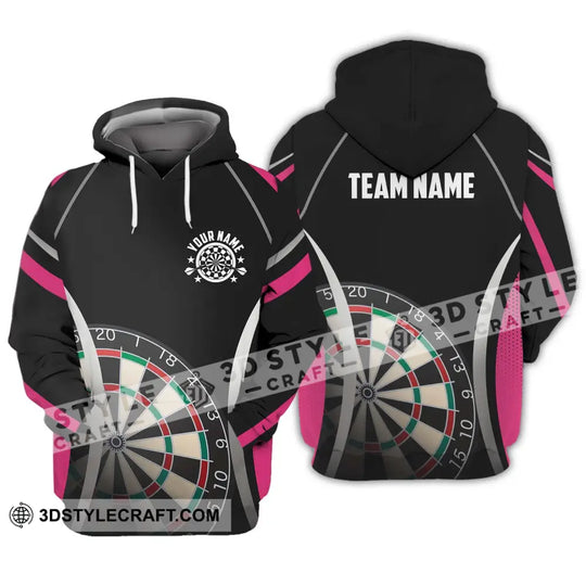 Unisex Shirt - Custom Name Sport Shirt, Black Pink Darts style option 3