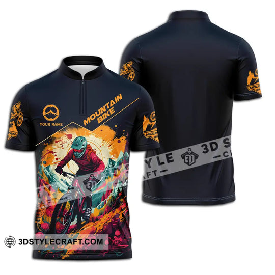 Unisex Shirt - Custom Name Sport Shirt, Drawing Mountain Biker style option 2