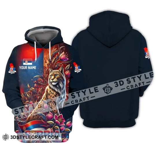 Unisex Shirt - Custom Name Sport Shirt - Serbia Wild Cat style option 2