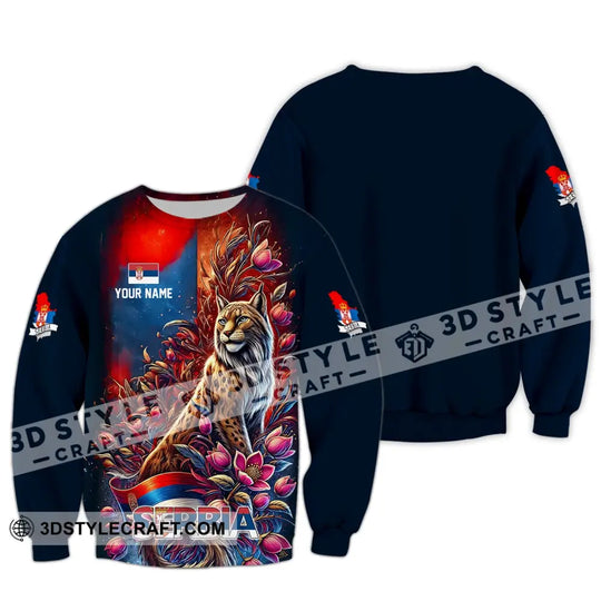 Unisex Shirt - Custom Name Sport Shirt - Serbia Wild Cat style option 4