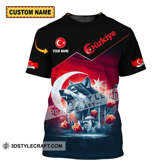 Unisex Shirt - Custom Name Sport Shirt - Türkiye Wolf style option 1