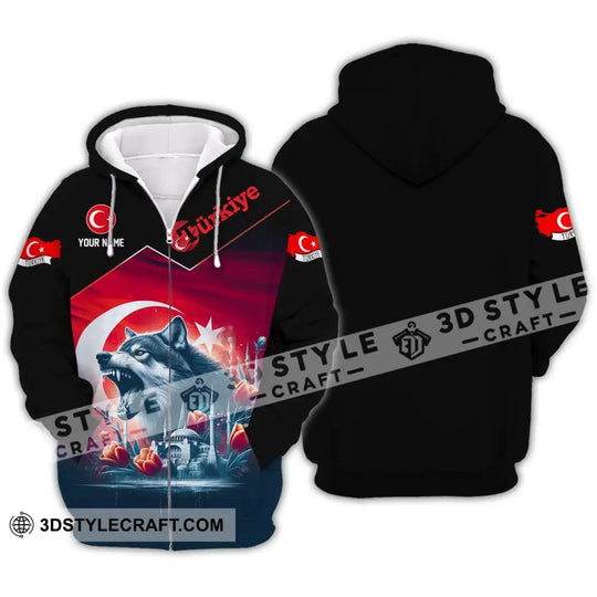 Unisex Shirt - Custom Name Sport Shirt - Türkiye Wolf style option 3