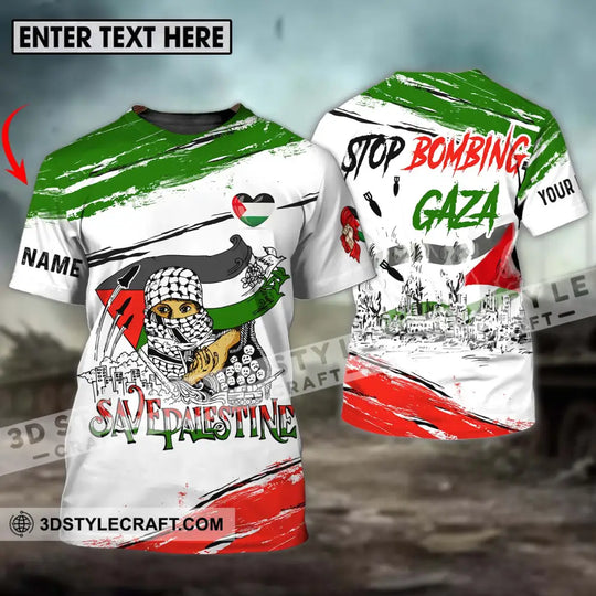 Unisex Shirt - Custom Name Shirt, Stop Bombing Gaza style option 1