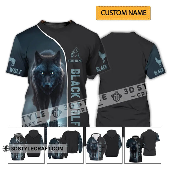 Unisex Shirt - Custom Name T-Shirt, Black Wolf style option 2
