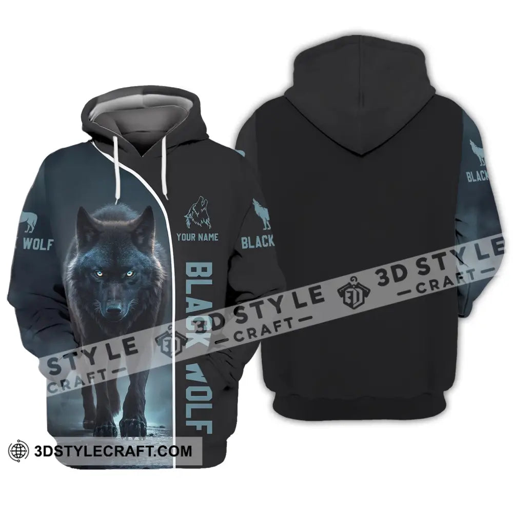 Unisex Shirt - Custom Name T-Shirt Black Wolf Hoodie / S T-Shirt