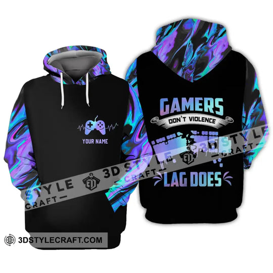 Unisex Shirt - Custom Name T-Shirt, Gamers Don't Violence Lag Does style option 3