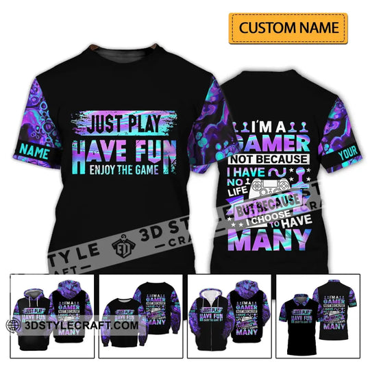 Unisex Shirt - Custom Name T-Shirt, Just Play Have Fun Enjoy The Game style option 2
