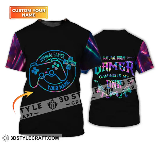 Unisex Shirt - Custom Name T-Shirt, Natural Born Gamer, Gaming Is My DNA style option 1