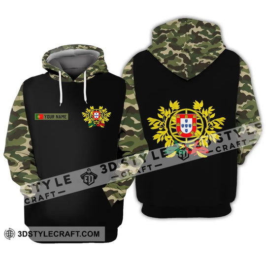 Unisex Shirt - Custom Name T-Shirt, Portugal Coat Of Arms Camo Shirt style option 3