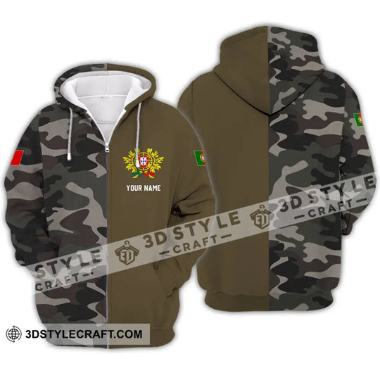 Unisex Shirt - Custom Name T-Shirt, Portugal Half Camo Design Shirt style option 4