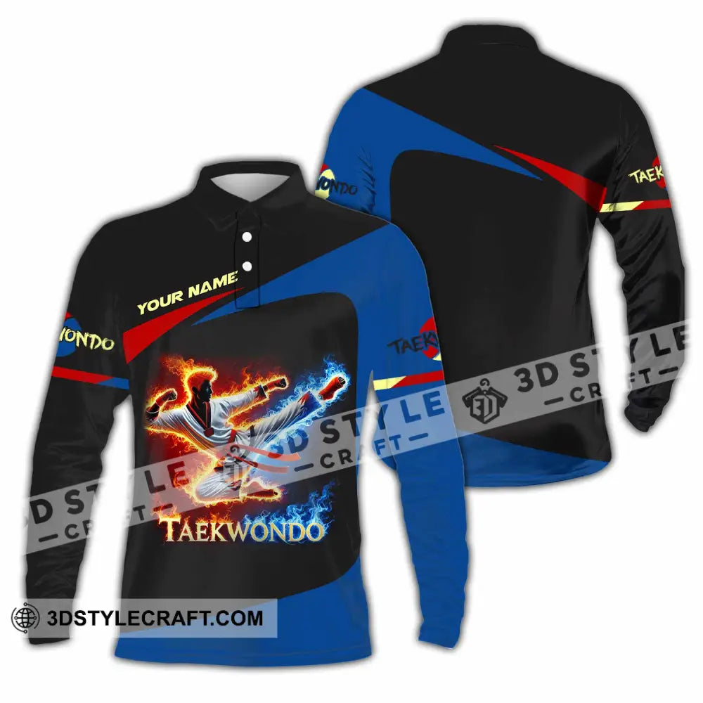 Unisex Shirt Custom Name Taekwondo Polo Long Sleeve / S T-Shirt
