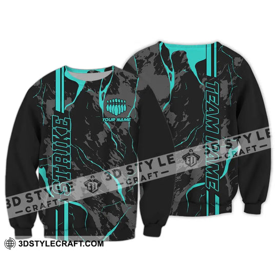 Unisex Shirt - Custom Name Shirt - Team Name Shirt, Cyan Strike Bowling Shirt style option 4