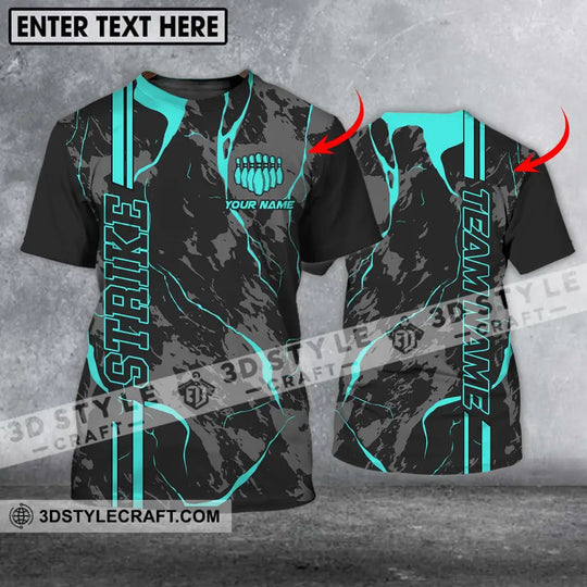 Unisex Shirt - Custom Name Shirt - Team Name Shirt, Cyan Strike Bowling Shirt style option 1