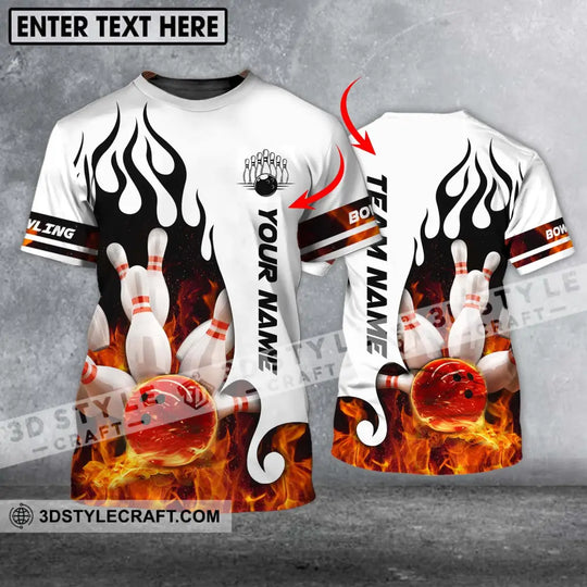Unisex Shirt - Custom Name Shirt - Team Name Shirt, Fire Bowling Ball style option 1