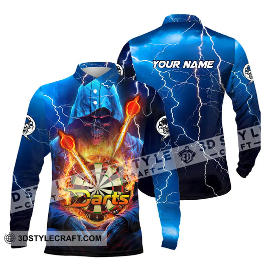 Unisex Shirt - Custom Name The Skull Darts Sport Shirt, Fire And Ice Darts style option 3