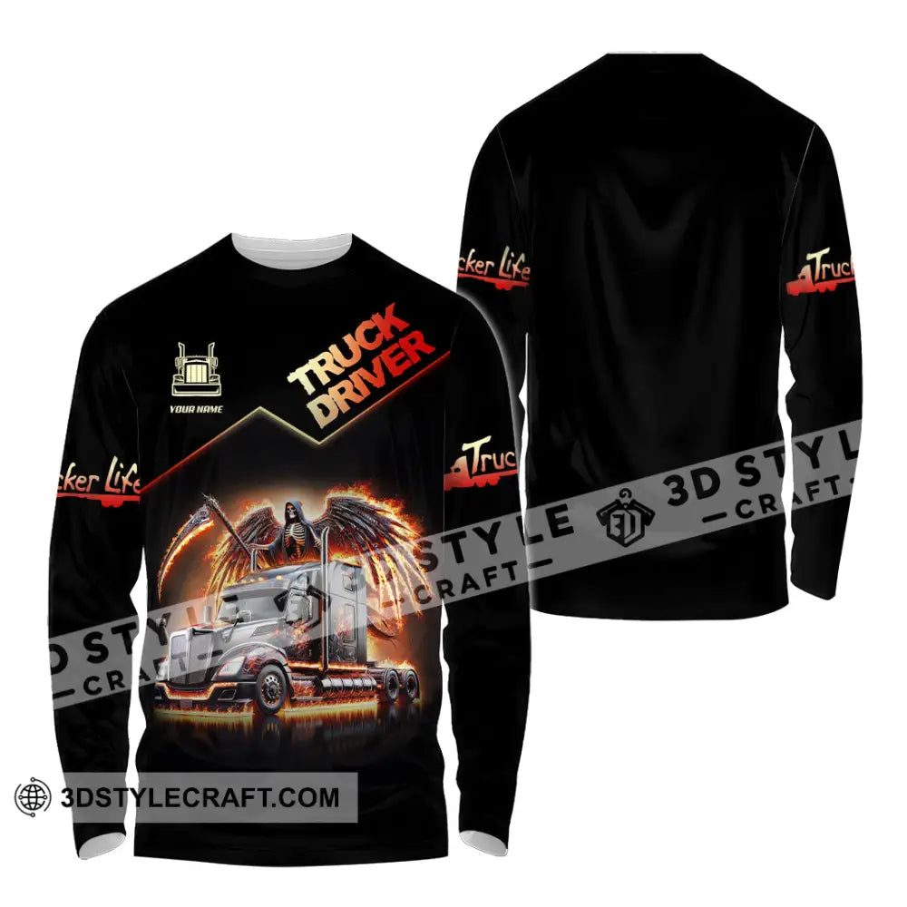 Unisex Shirt Custom Name Truck Driver Gift Long Sleeve / S T-Shirt
