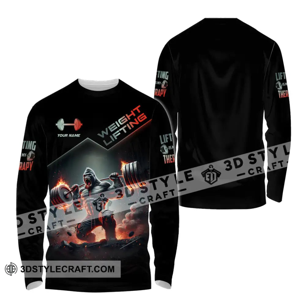 Unisex Shirt Custom Name Weight Lifting Polo Long Sleeve Gift / S T-Shirt