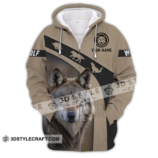 Unisex Shirt, Custom Name Wolf Shirt, Wolf Long Sleeve Polo Shirt, Gift for Wolf Lovers style option 3