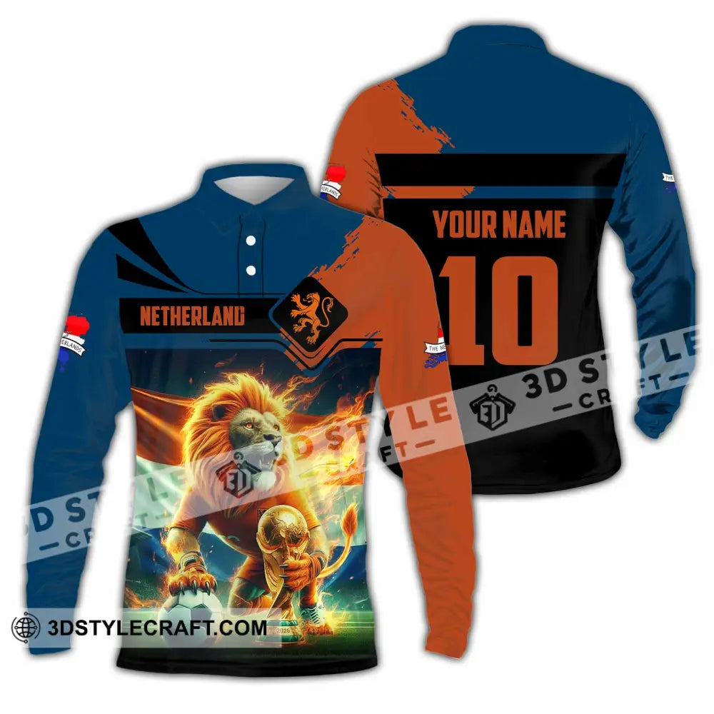Unisex Shirt - Custom Netherlands 3D Shirt Long Sleeve Polo / S T-shirt