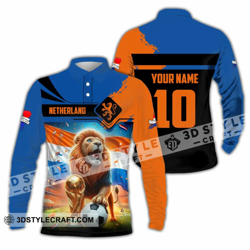 Unisex Shirt - Custom Netherlands 3D Shirt Long Sleeve Polo / S T-shirt