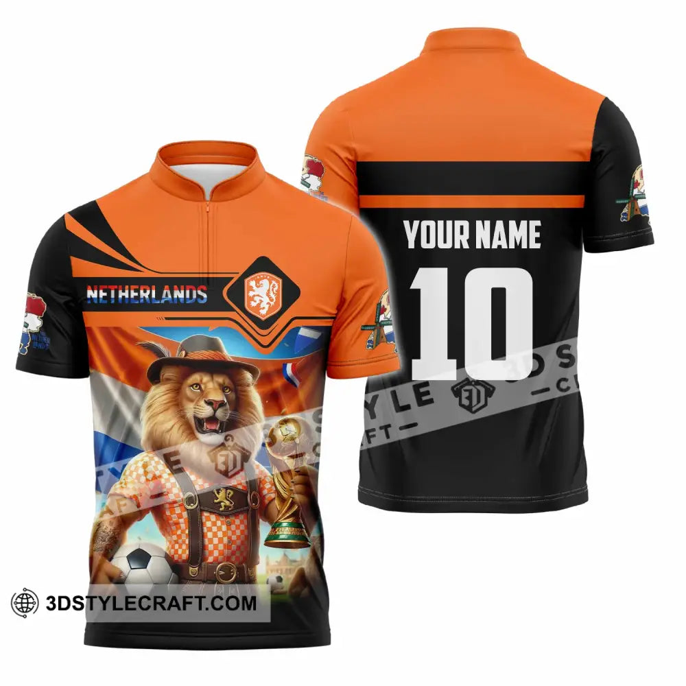 Unisex Shirt - Custom Netherlands World Cup 2026 3D Shirt Zipper Polo Shirt / S T-shirt