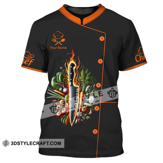 Unisex Shirt - Custom Orange Name Chef Shirt style option 2
