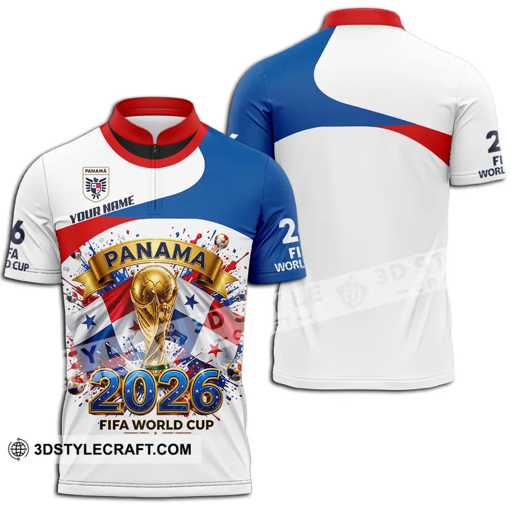 Unisex Shirt - Custom Panama World Cup 2026 3D Shirt - Zipper Polo Shirt / S - T-shirt