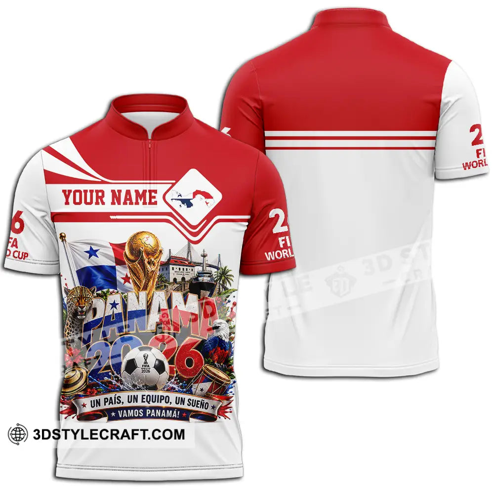 Unisex Shirt - Custom Panama World Cup 2026 Shirt - Zipper Polo Shirt / S - T-shirt