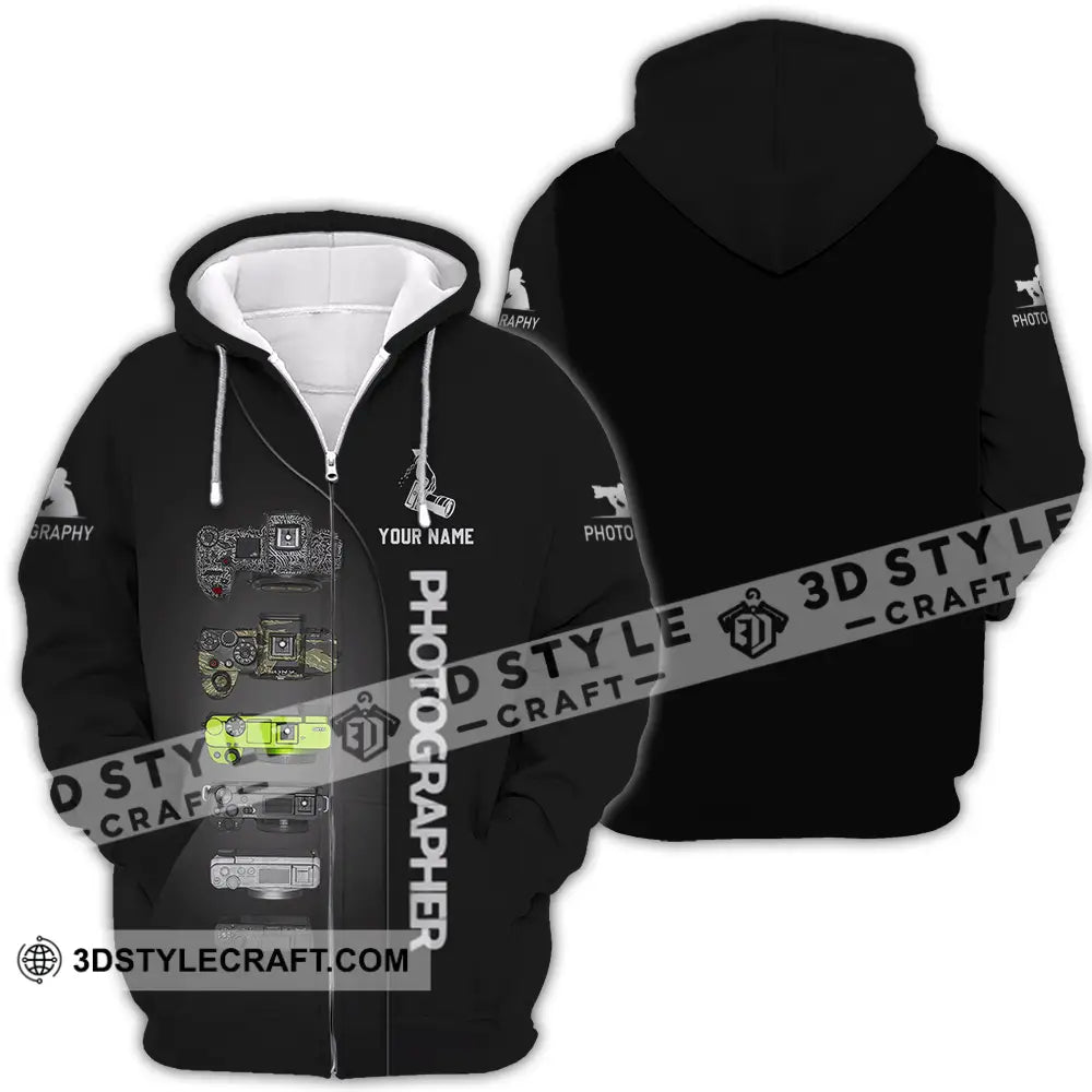 Unisex Shirt - Custom Photographer 3D Shirt Zipper Hoodie / S T-shirt
