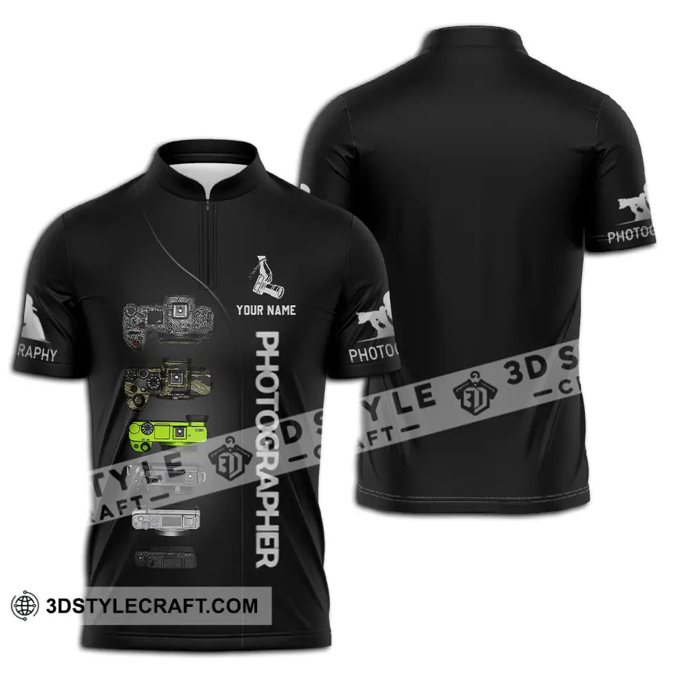 Unisex Shirt - Custom Photographer 3D Shirt Zipper Polo Shirt / S T-shirt