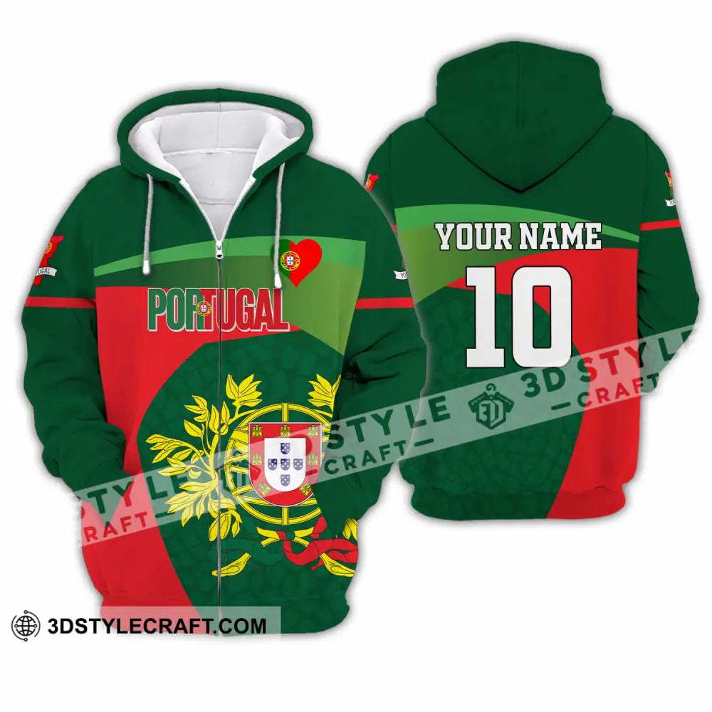 Unisex Shirt - Custom Portugal 3D Shirt Zipper Hoodie / S T-shirt