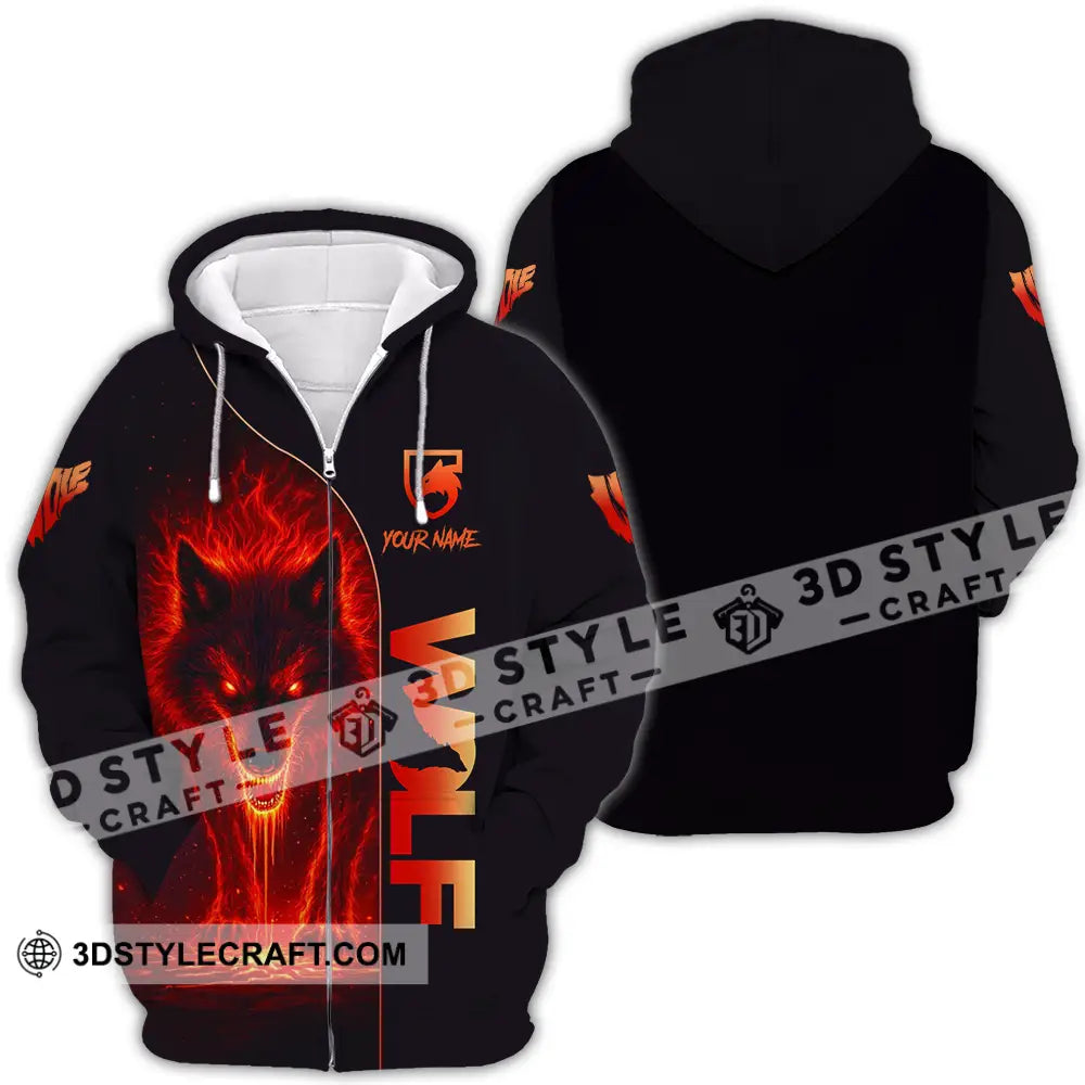 Unisex Shirt - Custom Red Wolf 3D Shirt Zipper Hoodie / S T-shirt