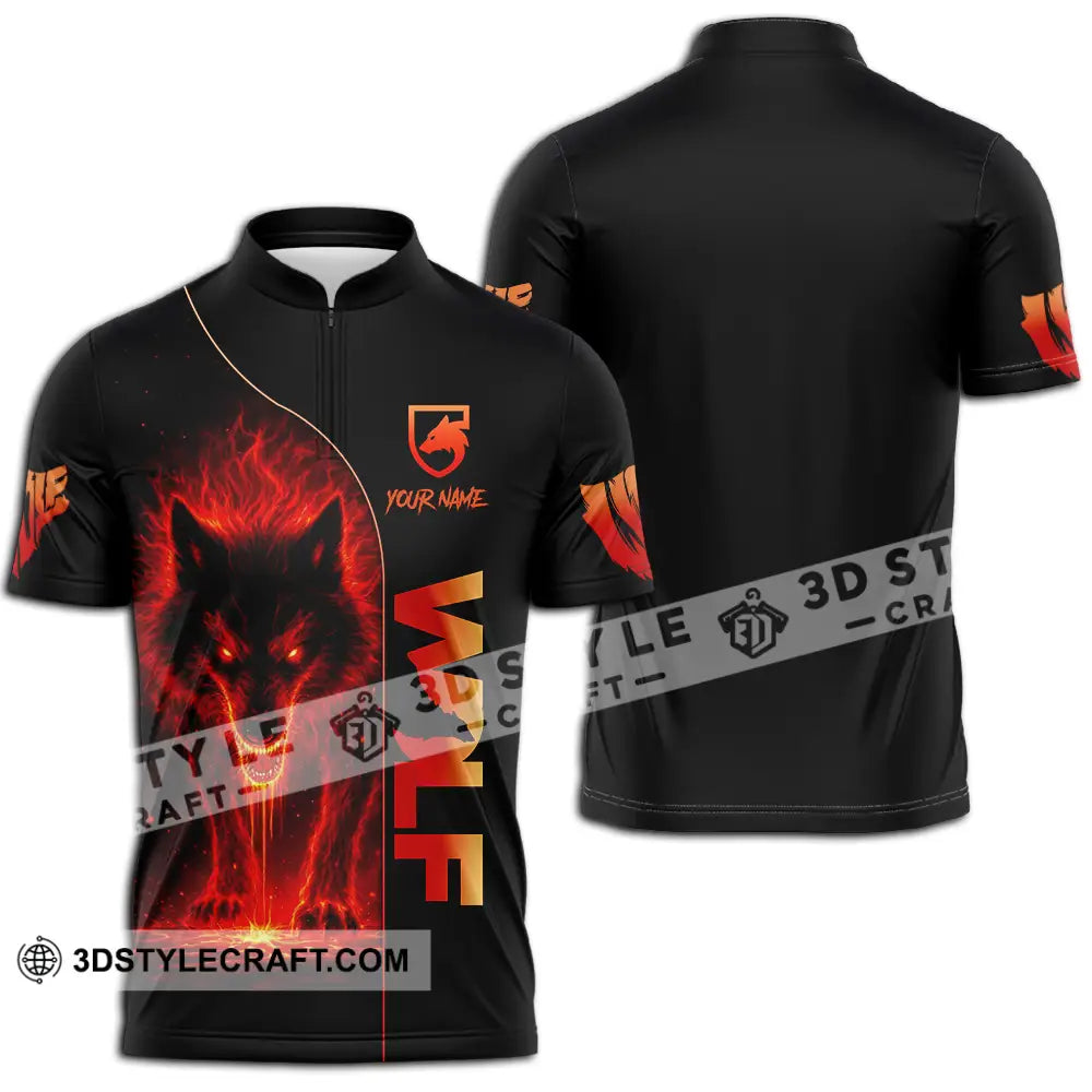 Unisex Shirt - Custom Red Wolf 3D Shirt Zipper Polo Shirt / S T-shirt