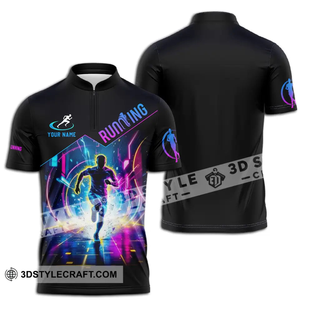 Unisex Shirt - Custom Running 3D Shirt Zipper Polo Shirt / S T-shirt