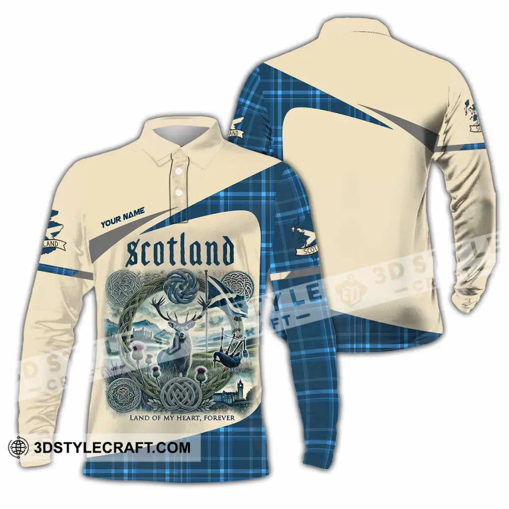 Unisex Shirt - Custom Scotland Land Of My Heart Forever 3D Shirt Long Sleeve Polo / S T-shirt