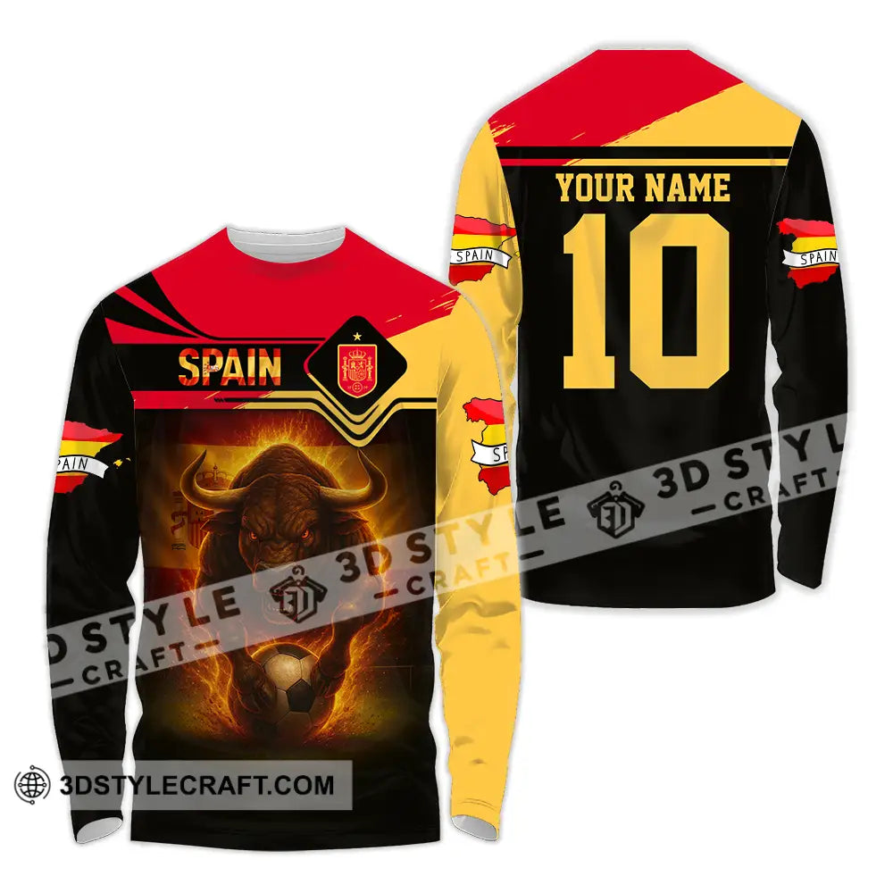 Unisex Shirt - Custom Spain 3D Shirt Long Sleeve Shirt / S T-shirt