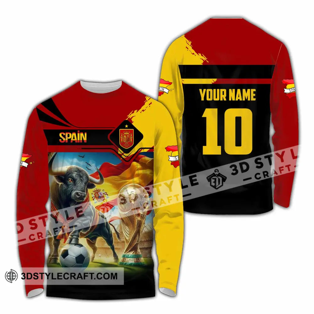 Unisex Shirt - Custom Spain 3D Shirt Long Sleeve Shirt / S T-shirt
