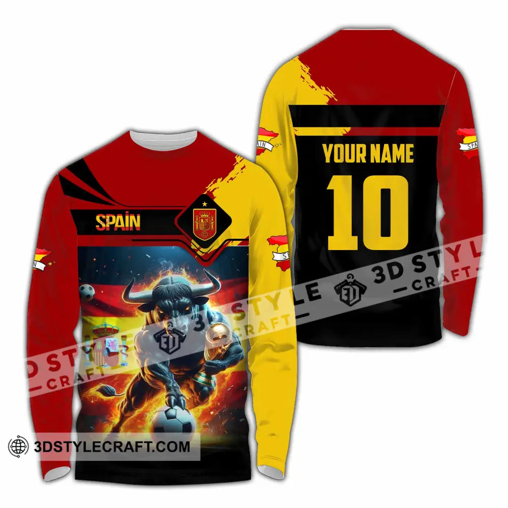 Unisex Shirt - Custom Spain 3D Shirt Long Sleeve Shirt / S T-shirt