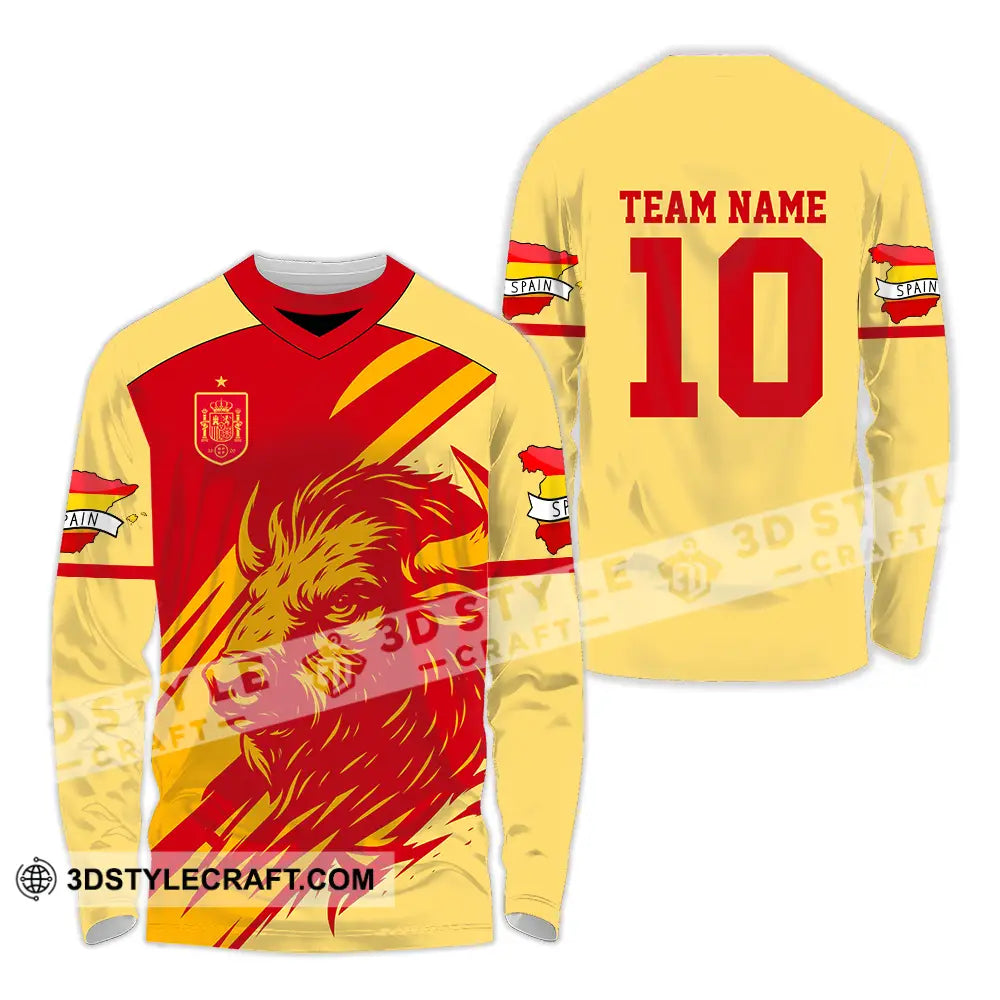 Unisex Shirt - Custom Spain 3D Shirt Long Sleeve Shirt / S T-shirt