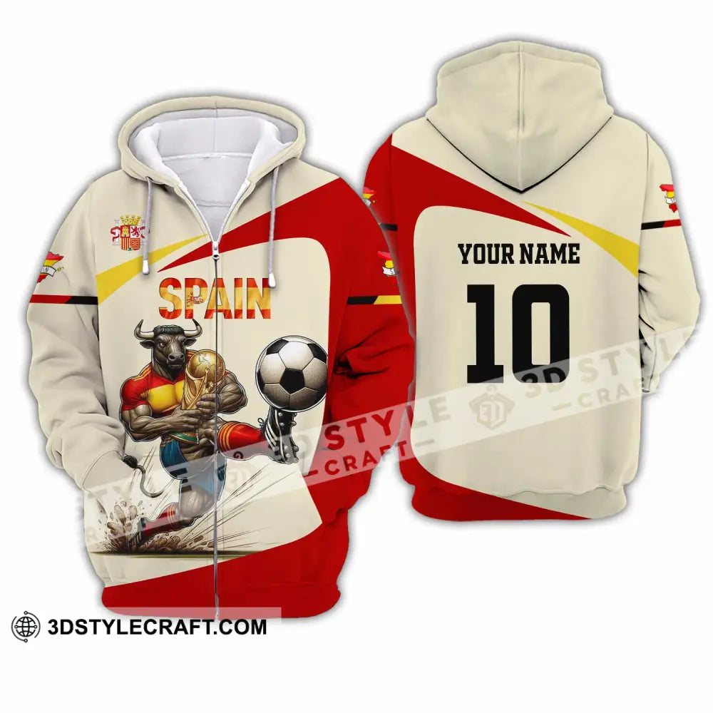 Unisex Shirt - Custom Spain 3D Shirt Zipper Hoodie / S T-shirt