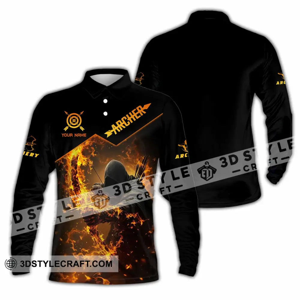 Unisex Shirt - Custom Text Shirt Archer Long Sleeve Polo / S T-shirt