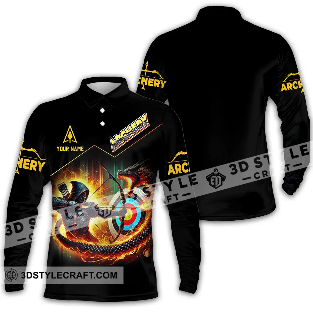 Unisex Shirt - Custom Text Archery Long Sleeve Polo / S T-Shirt