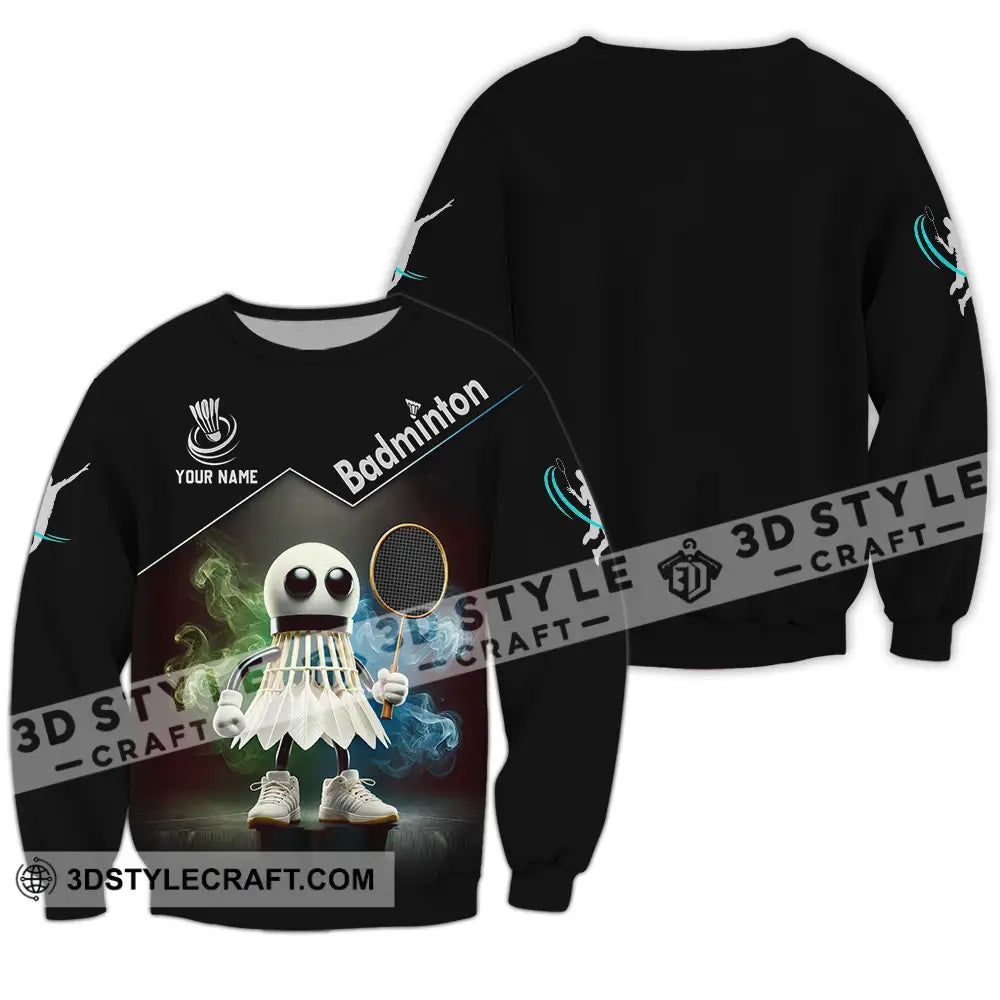 Unisex Shirt - Custom Text Badminton Long Sleeve / S T-Shirt