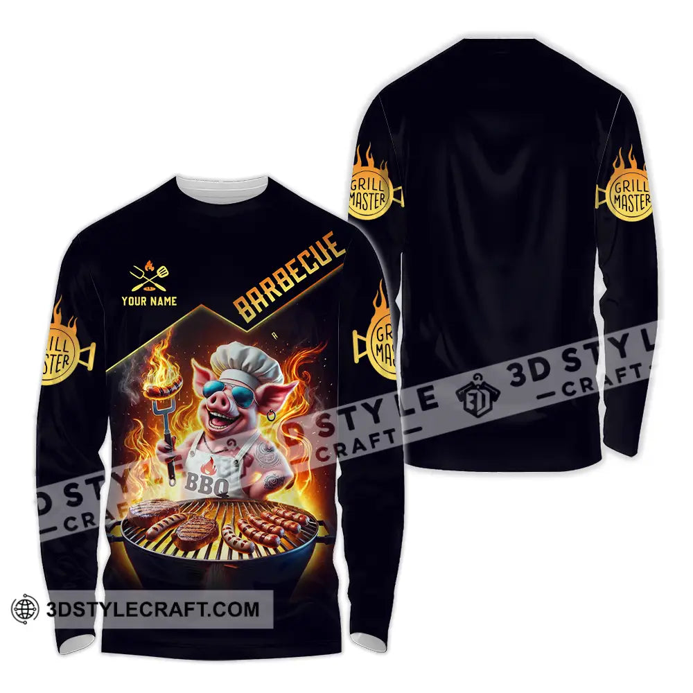 Unisex Shirt - Custom Text Barbecue Long Sleeve / S T-Shirt