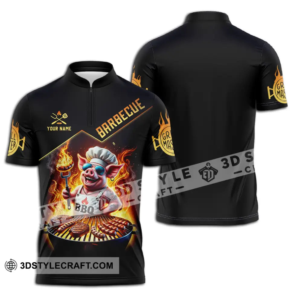 Unisex Shirt - Custom Text Barbecue Zipper Polo / S T-Shirt