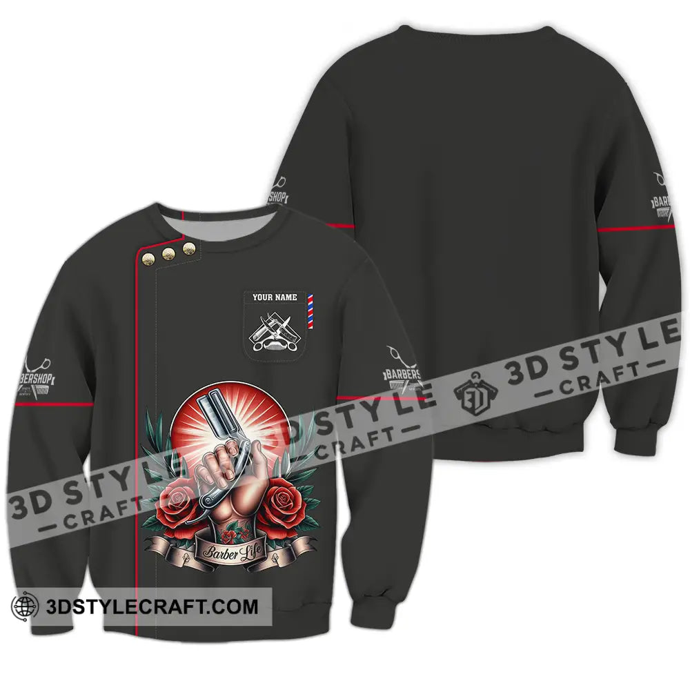 Unisex Shirt - Custom Text Barber Life Long Sleeve / S T-Shirt