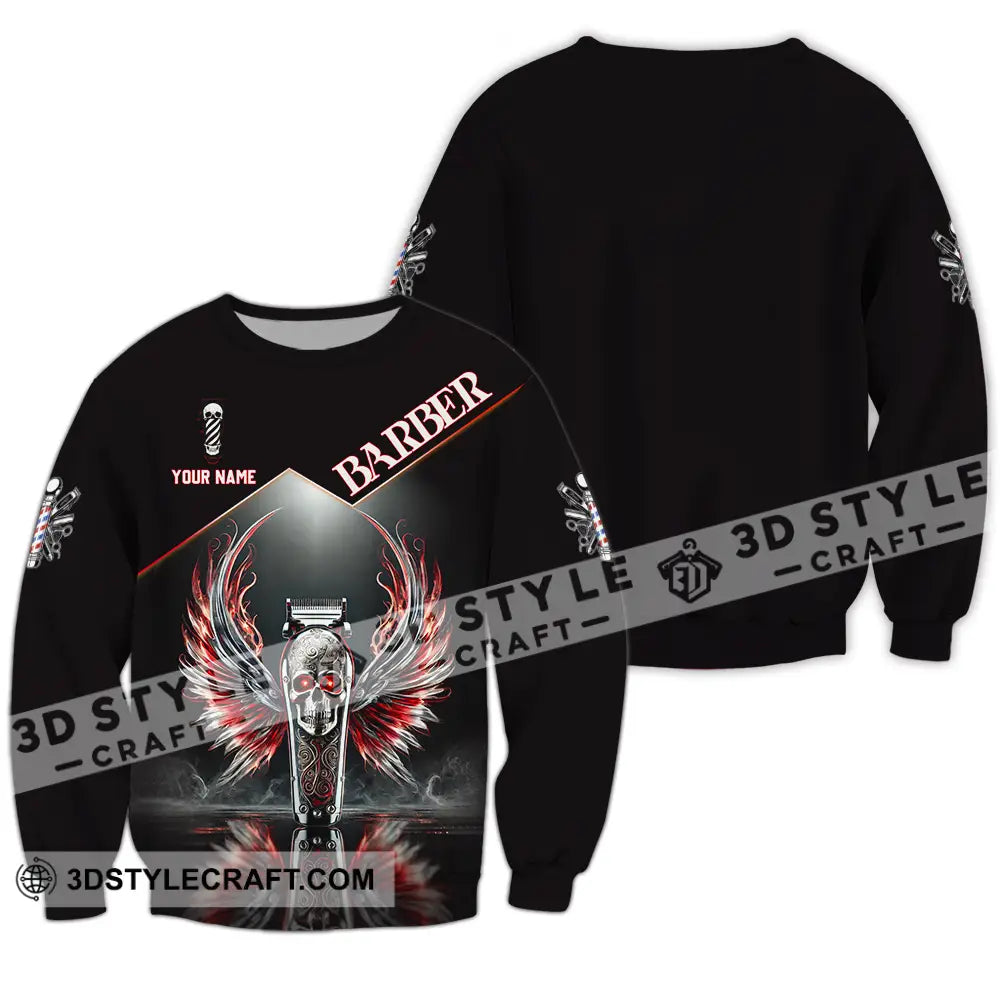 Unisex Shirt - Custom Text Barber Long Sleeve / S T-Shirt