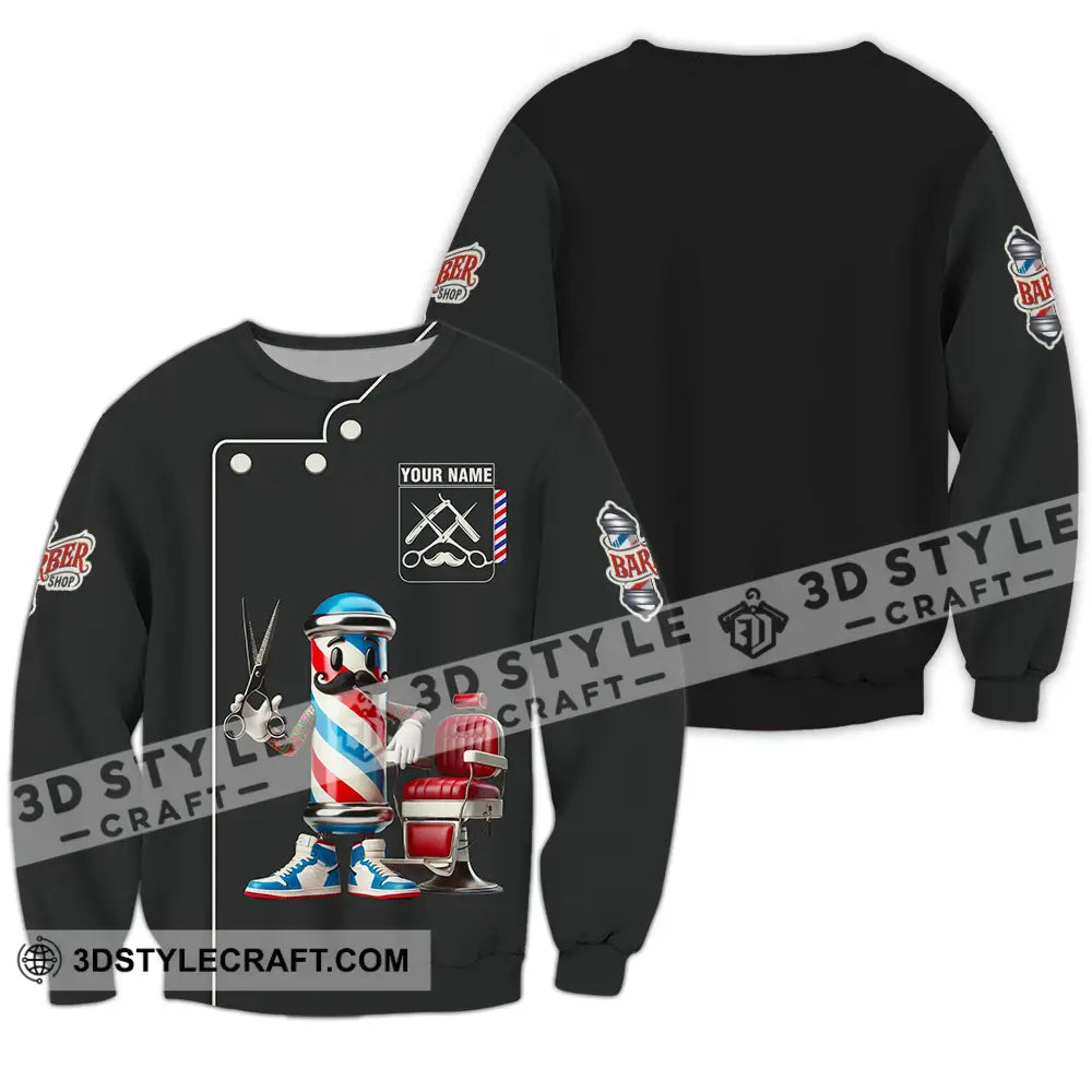 Unisex Shirt - Custom Text Barber Shop Long Sleeve / S T-Shirt